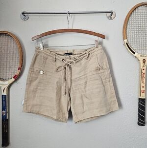 Takara 100% Linen Shorts Tan Tie 3